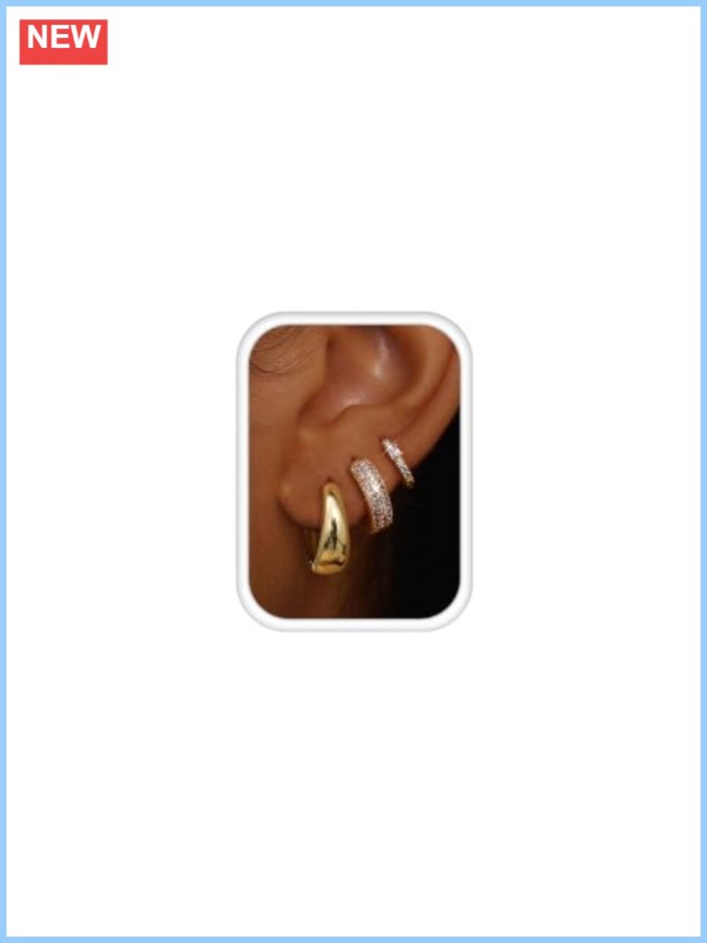 14K Gold Plated Chunky Hoop Earrings Hypoallergenic Non Tarnish Huggie Set